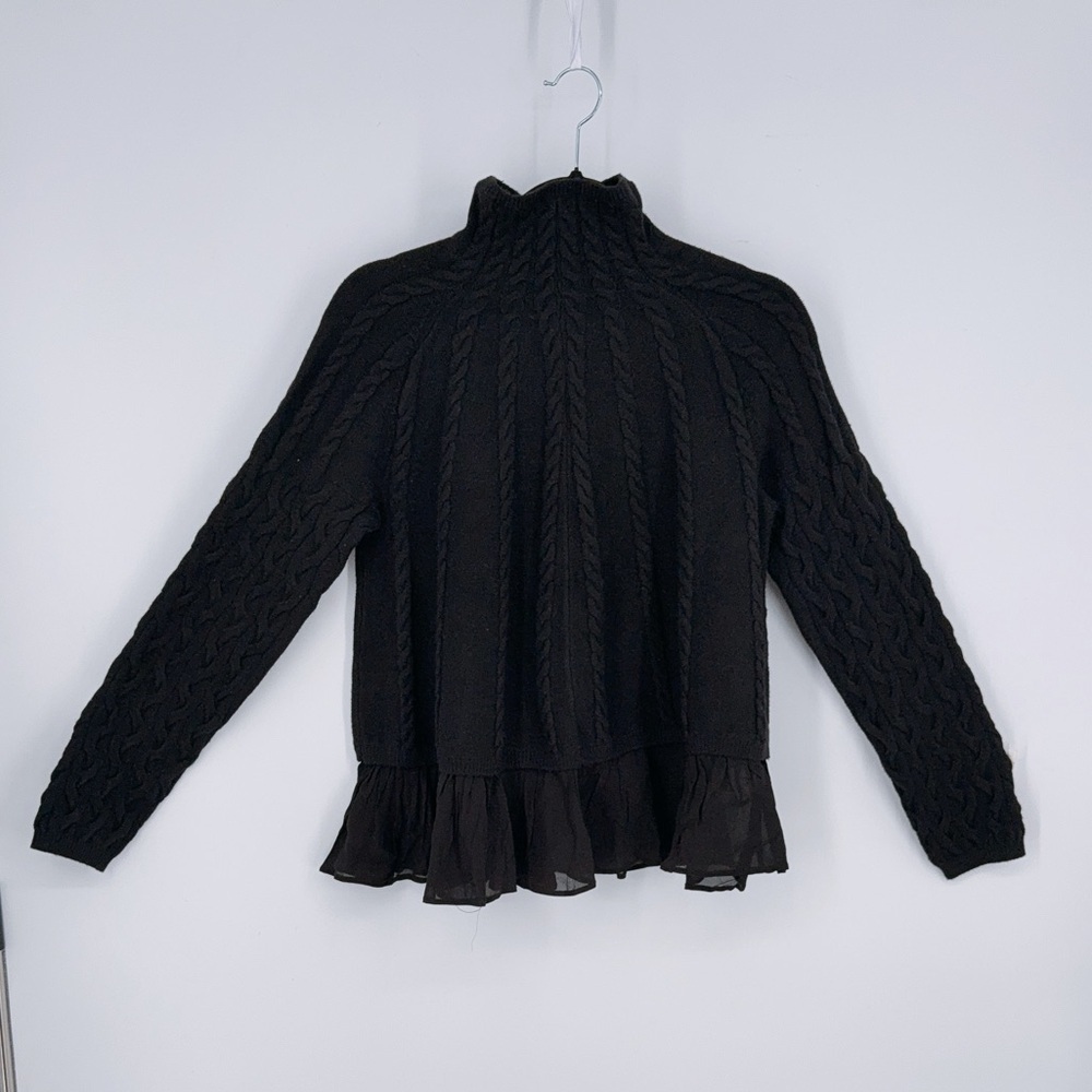 By Anthropologie Mock-Neck Sheer Mixed Media Sweater Size S - Picture 5 of 9